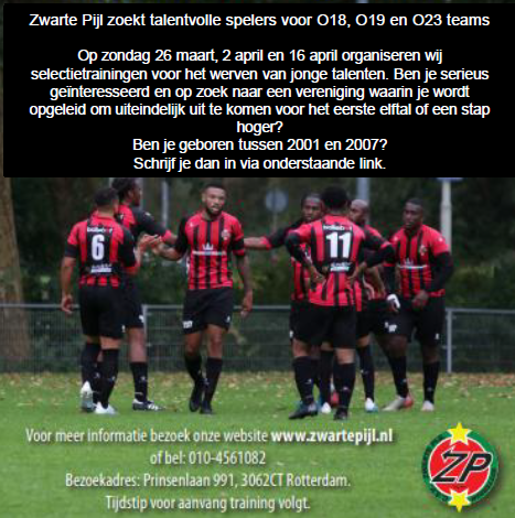 C.S.V. Zwarte Pijl start met O18, O19 en O23 teams op minimaal divisie niveau C.S.V. Zwarte Pijl start met O18, O19 en O23 teams op minimaal divisie niveau